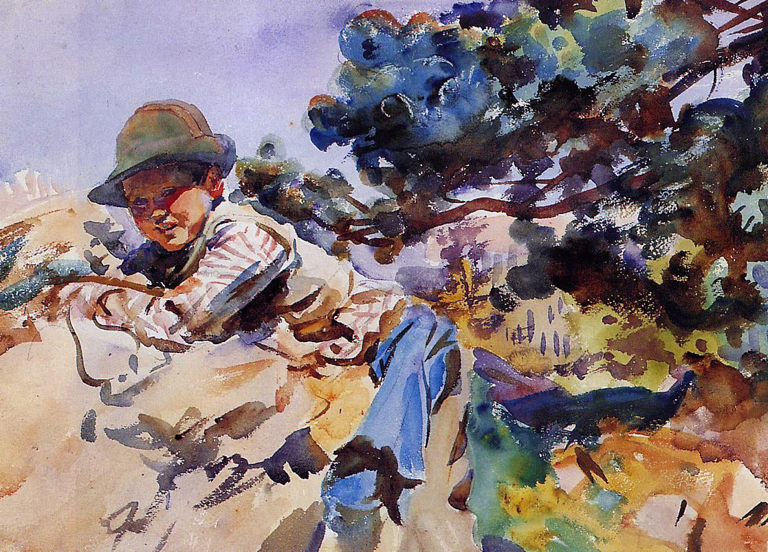 John Singer Sargent Boy on a Rock - Canvas Print