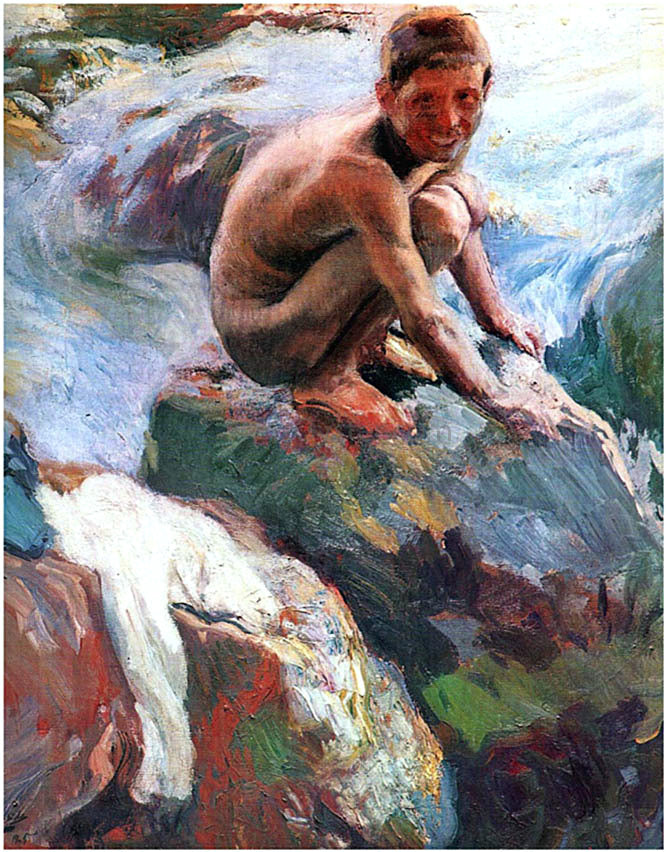 Joaquin Sorolla Y Bastida Boy on the Rocks, Javea - Canvas Print