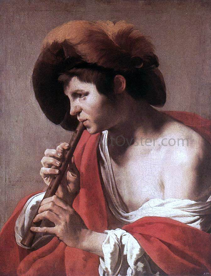Hendrick Terbrugghen Boy Playing Flute - Canvas Print