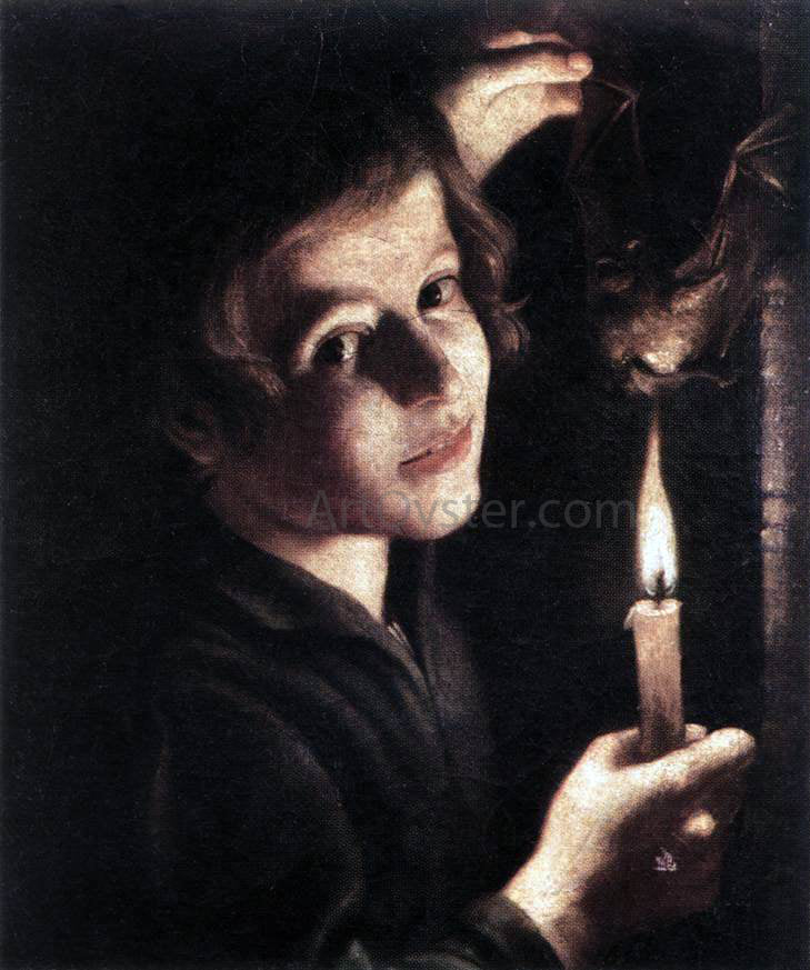 Trophime Bigot Boy Singeing a Bat's Wings - Canvas Print