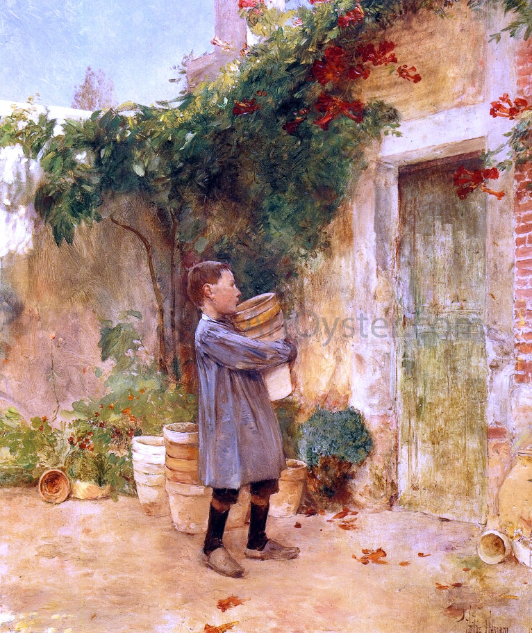 Frederick Childe Hassam Boy with Flower Pots - Canvas Print