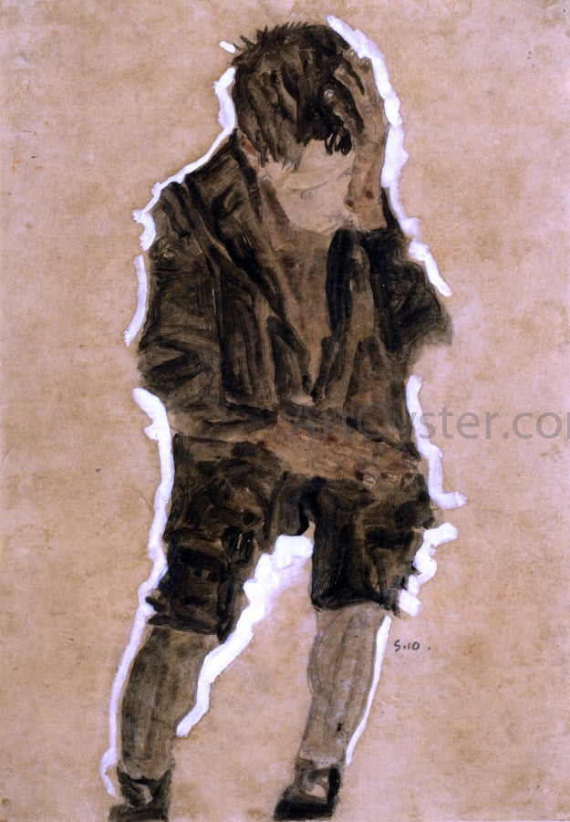 Egon Schiele Boy with Hand to Face - Canvas Print