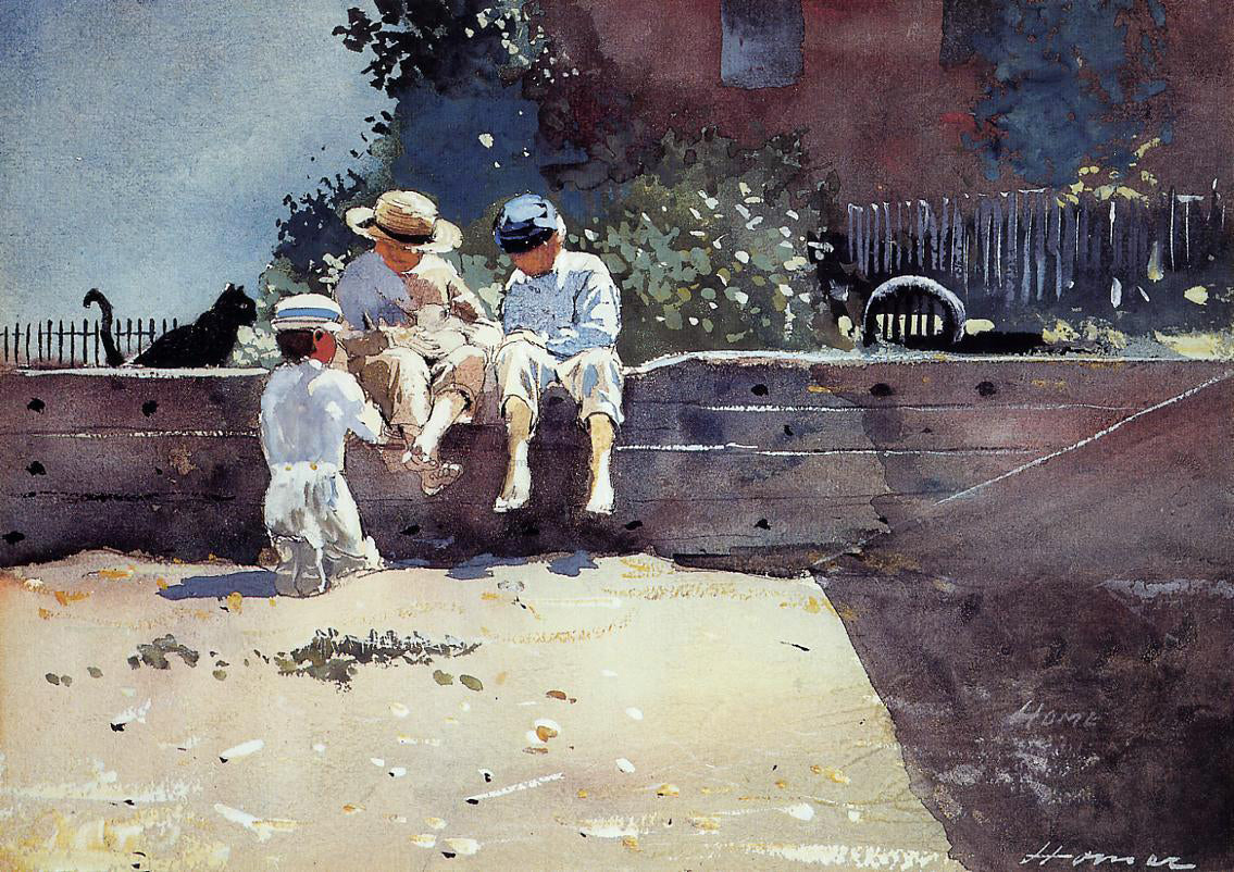 Winslow Homer Boys and Kitten - Canvas Print