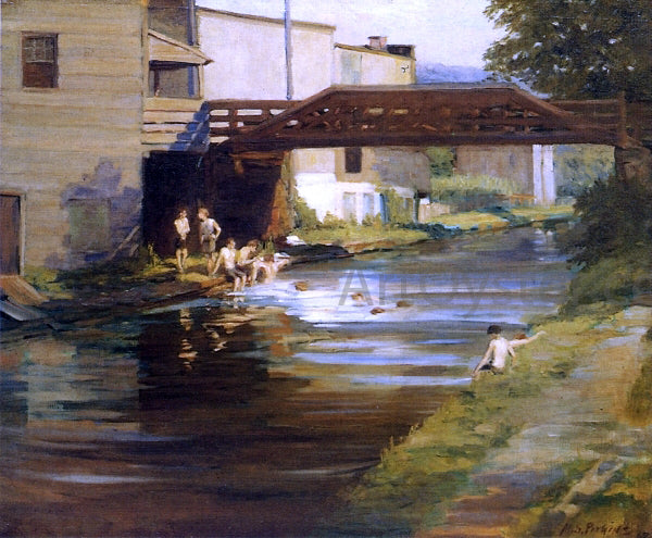 Mary Smith Perkins Boys Bathing in the Canal - Canvas Print