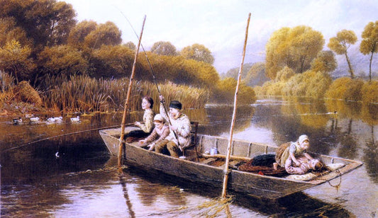 Myles Birket Foster Boys Fishing from a Punt - Canvas Print