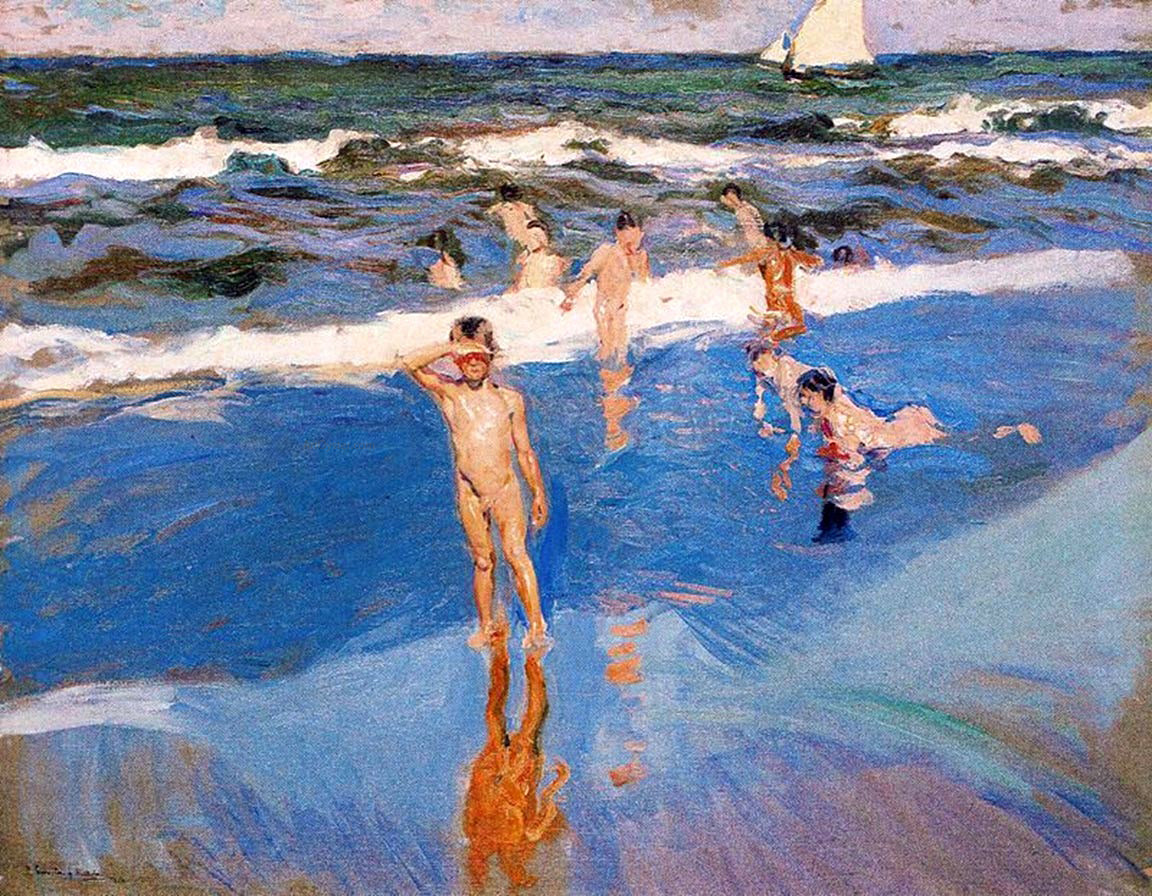 Joaquin Sorolla Y Bastida Boys in the Sea - Canvas Print