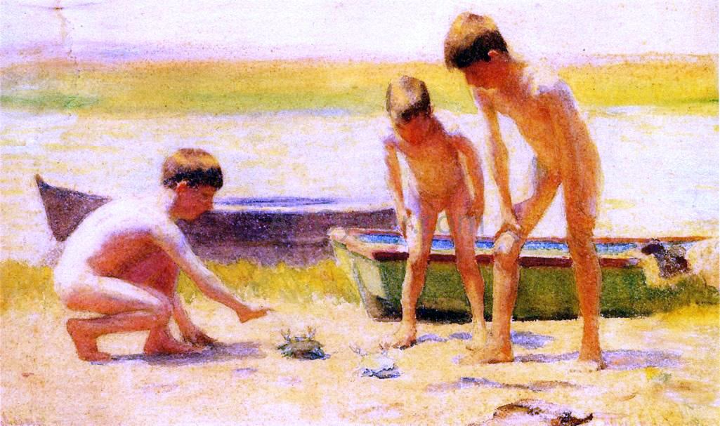 Thomas Pollock Anschutz Boys Playing with Crabs - Canvas Print