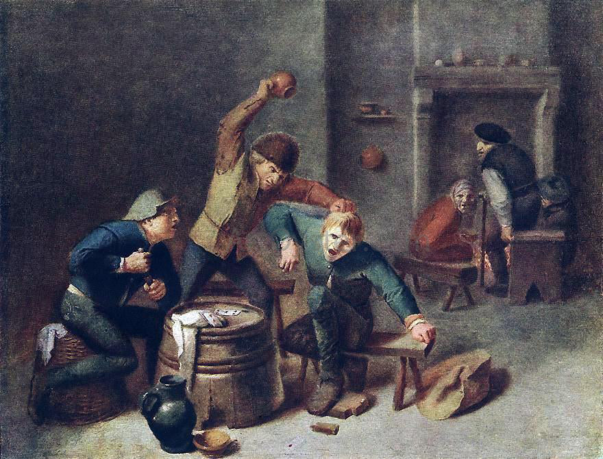 Adriaen Brouwer Brawling Peasants - Canvas Print