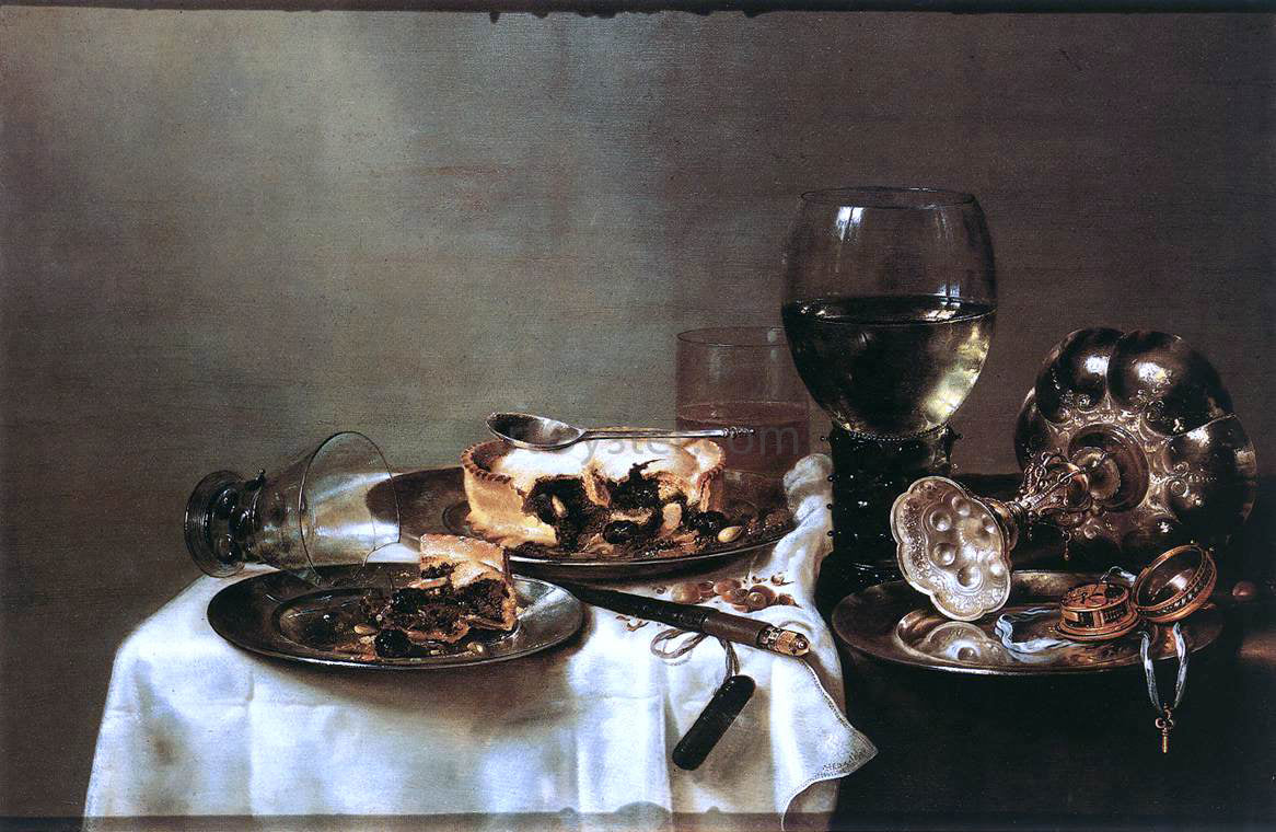 Willem Claesz Heda Breakfast Table with Blackberry Pie - Canvas Print