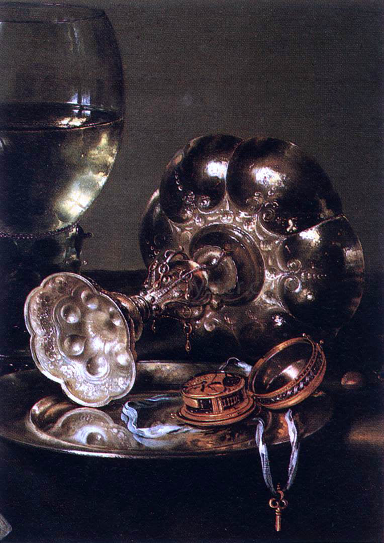 Willem Claesz Heda The Breakfast Table with Blackberry Pie (detail) - Canvas Print