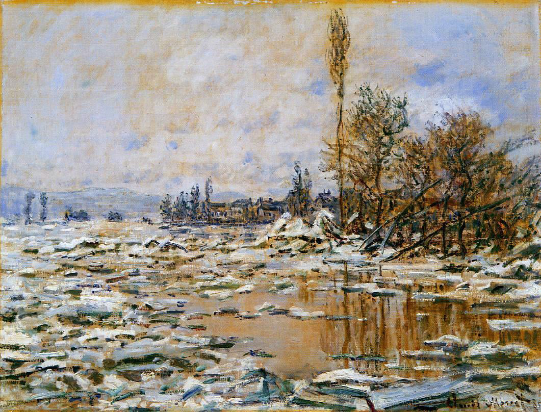 Claude Oscar Monet Breakup of Ice, Grey Weather - Canvas Print