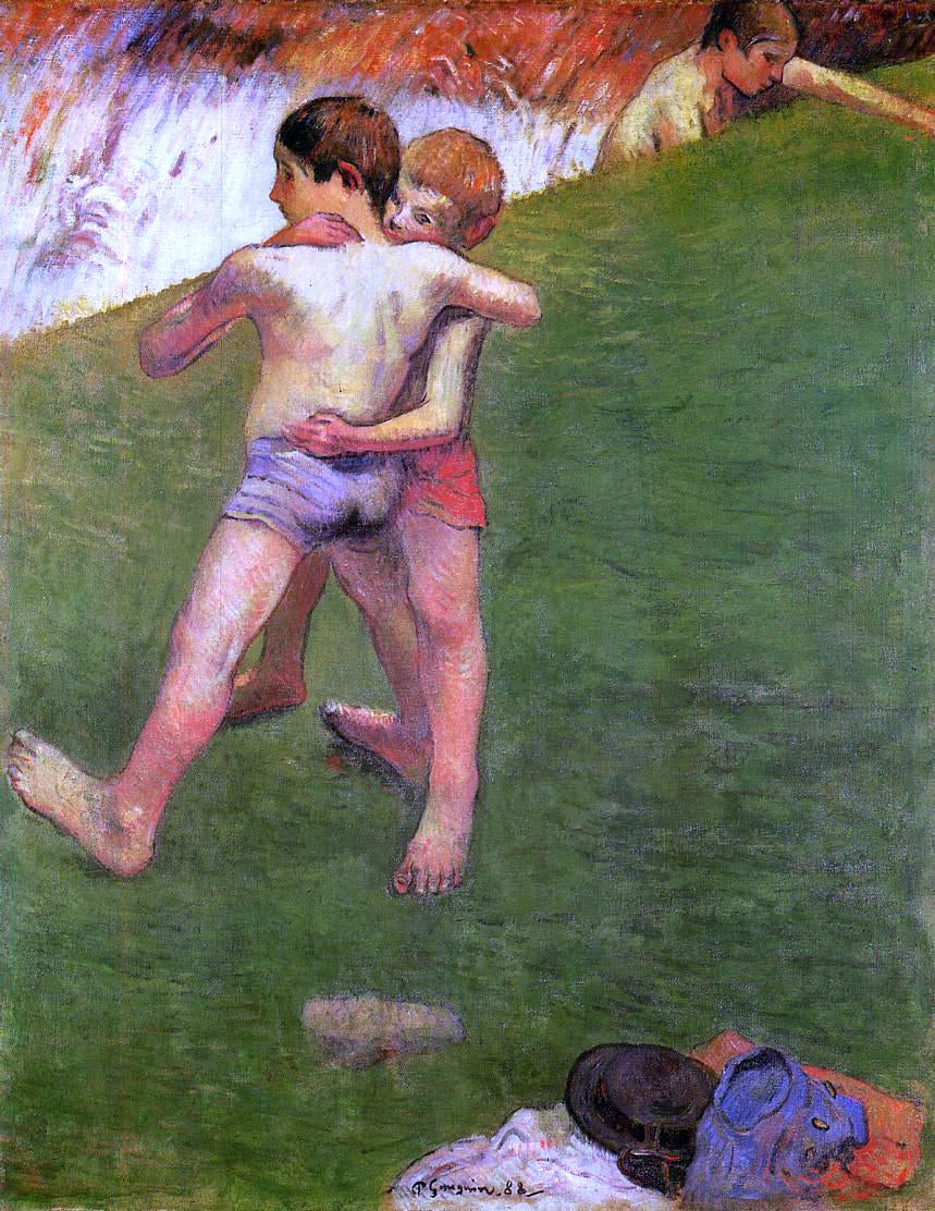 Paul Gauguin Breton Boys Wrestling - Canvas Print