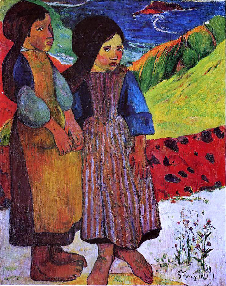 Paul Gauguin Breton Girls by the Sea - Canvas Print