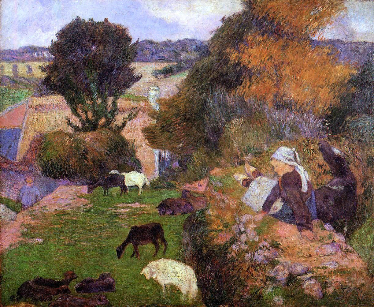 Paul Gauguin A Breton Shepherdess - Canvas Print