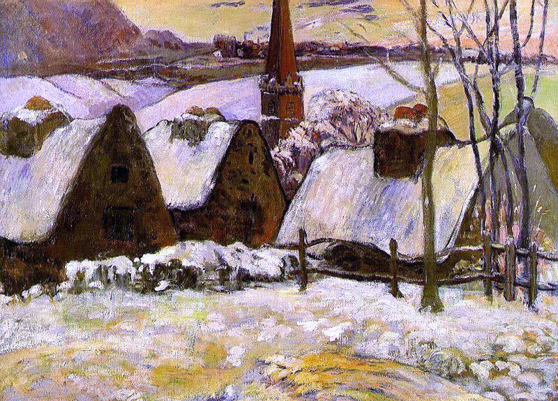 Paul Gauguin Breton Village in the Snow - Canvas Print
