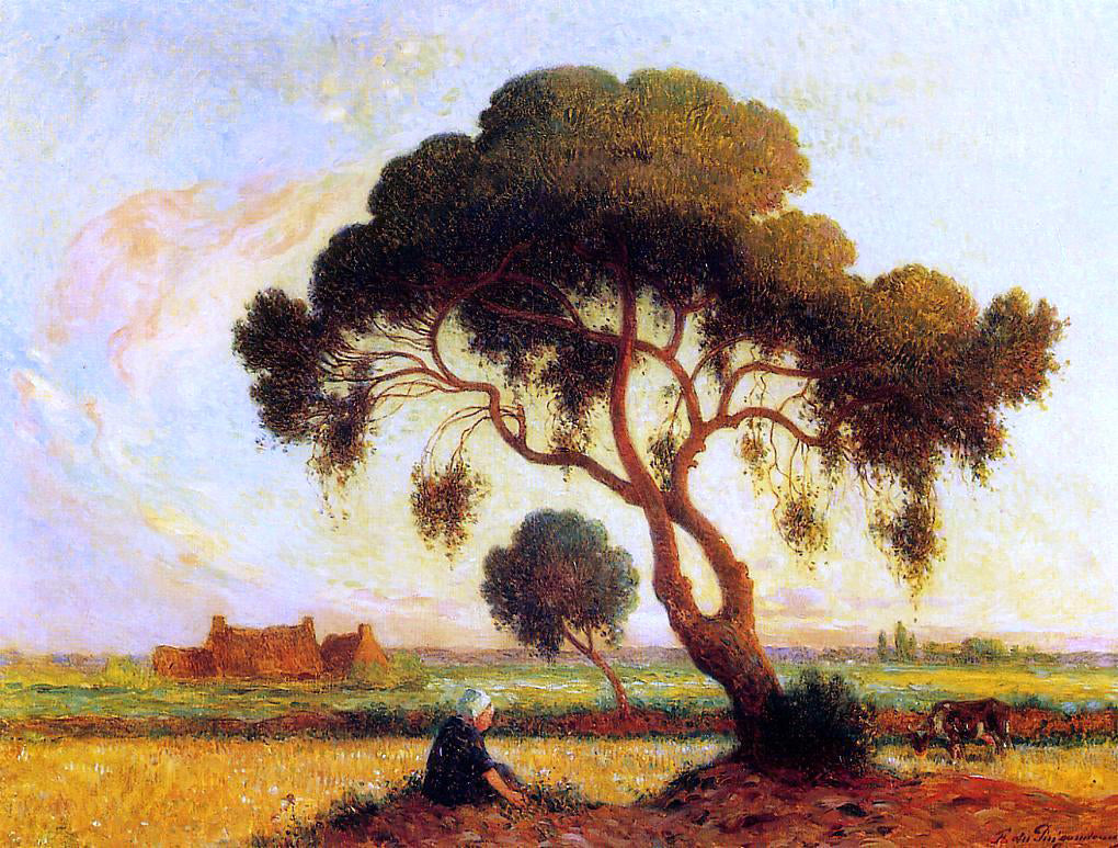 Ferdinand Du Puigaudeau Breton Woman Seated under a Large Tree - Canvas Print