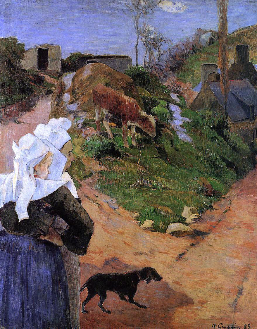 Paul Gauguin Breton Women at the Turn - Canvas Print