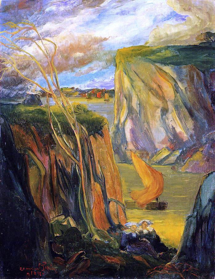 Armand Seguin Breton Women by the Cliff - Canvas Print