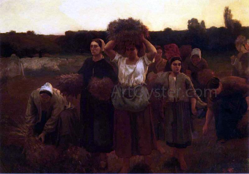 Frank C Penfold Breton Women Harvesting - Canvas Print