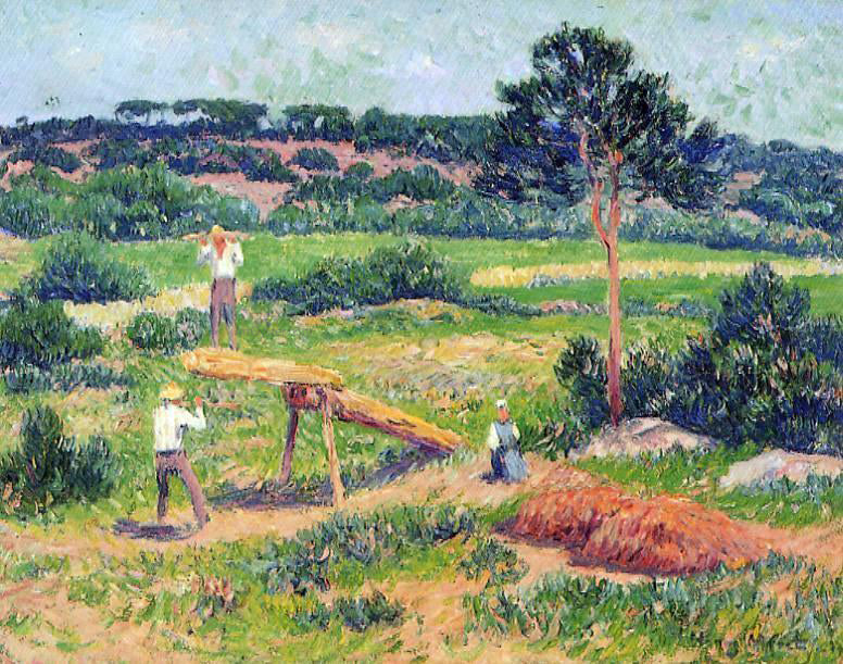 Henri Moret Bretons Working with Wood - Canvas Print