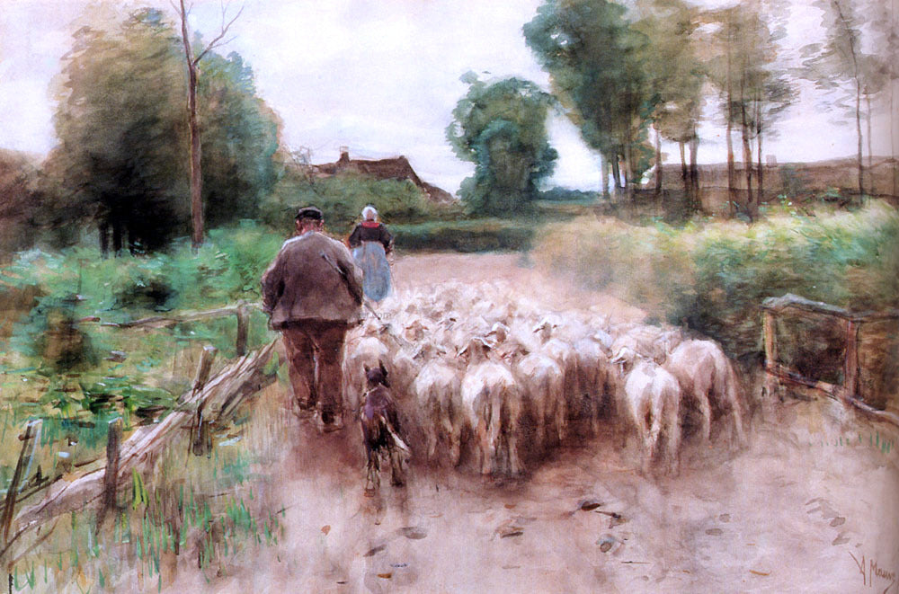 Anton Mauve Bringing Home The Flock - Canvas Print