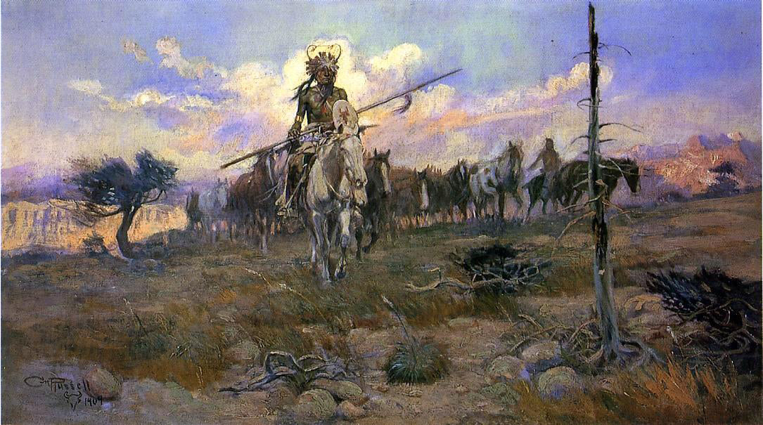 Charles Marion Russell Bringing Home the Spoils - Canvas Print