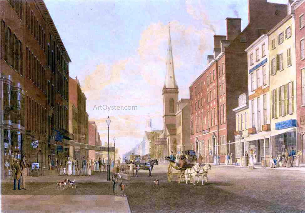 John William Hill Broadway Looking South from Liberty Street - Canvas Print