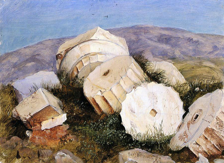 Frederic Edwin Church Broken Column, the Parthenon, Athens - Canvas Print