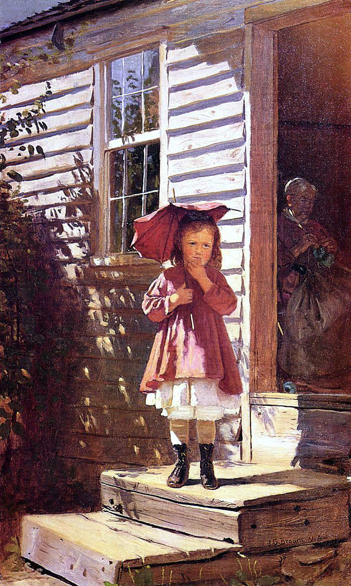 John George Brown Broken Parasol (also known as broken parasol) - Canvas Print