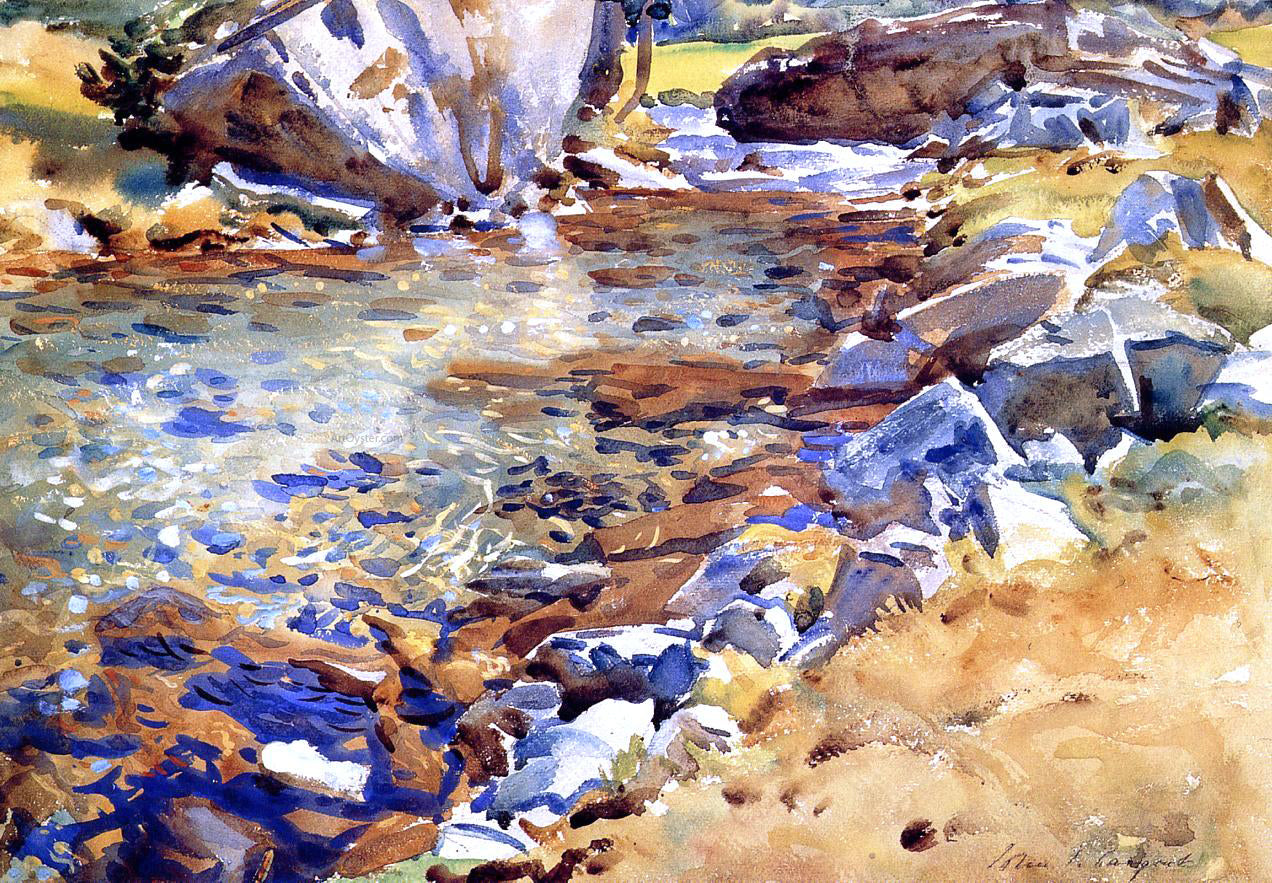 John Singer Sargent Brook Among the Rocks - Canvas Print