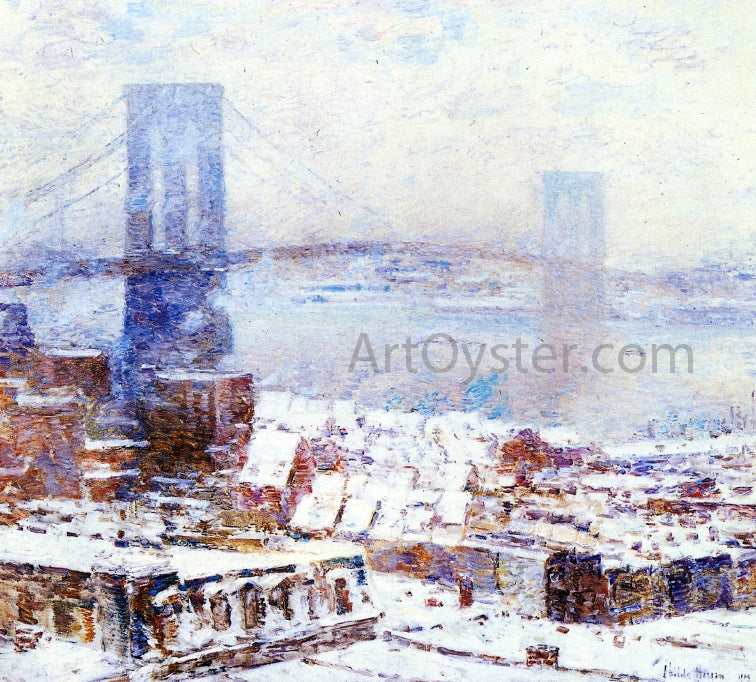 Frederick Childe Hassam Brooklyn Bridge in Winter - Canvas Print