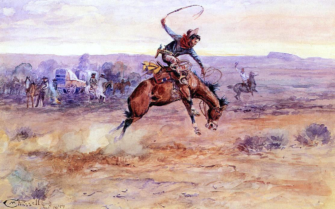 Charles Marion Russell Bucking Bronco - Canvas Print