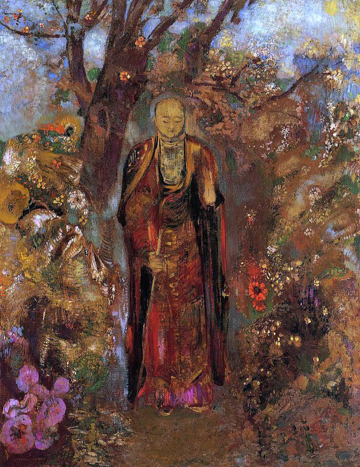 Odilon Redon Buddah Walking among the Flowers - Canvas Print