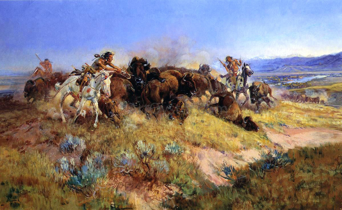 Charles Marion Russell Buffalo Hunt No.40 - Canvas Print