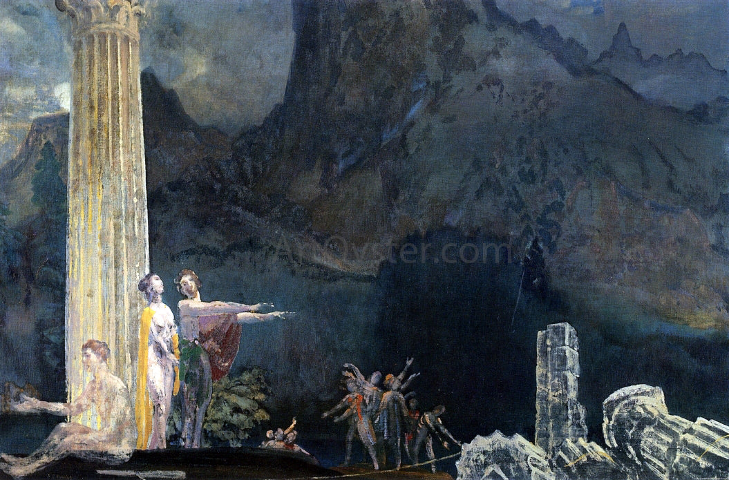 Arthur B Davies Builders of the Temple - Canvas Print