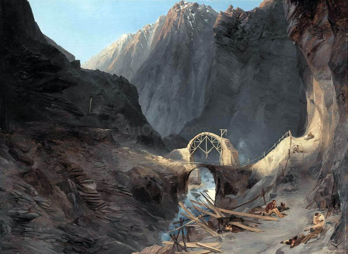 Carl Blechen Building the Devil's Bridge - Canvas Print