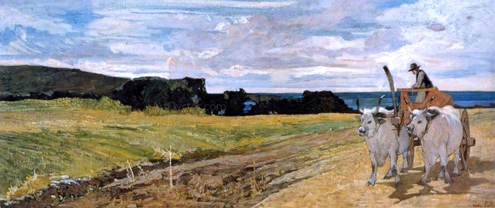 Giovanni Fattori Buoi al Carro - Canvas Print