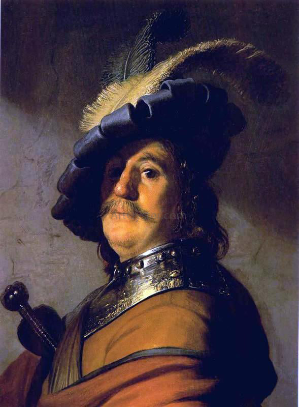 Rembrandt Van Rijn Bust with a Gorge and Plumed Hat - Canvas Print