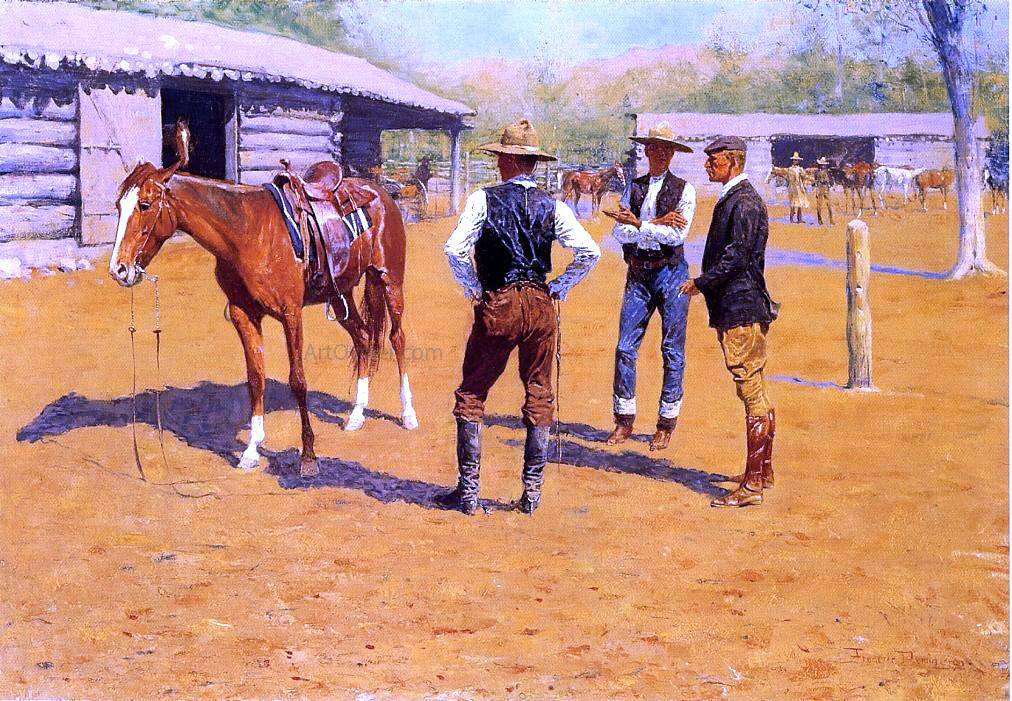 Frederic Remington Buying Polo Ponies in the West - Canvas Print