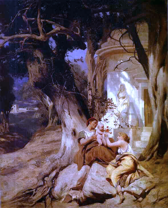 Henryk Hector Siemiradzki By a Temple (Idyll) - Canvas Print