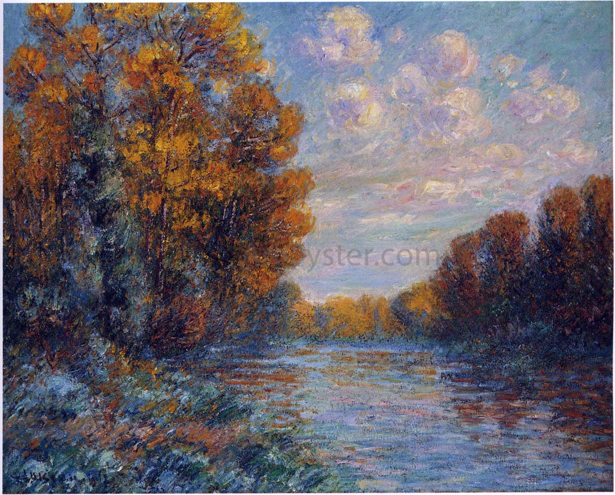 Gustave Loiseau By the River in Autumn - Canvas Print