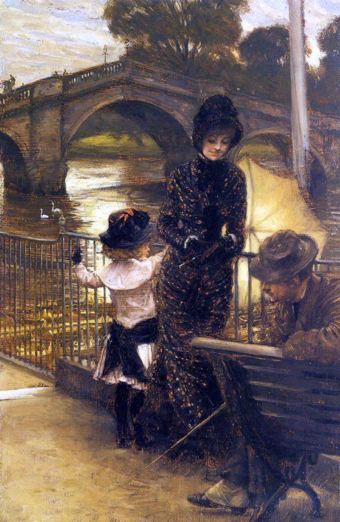 James Tissot By the Thames at Richmond - Canvas Print