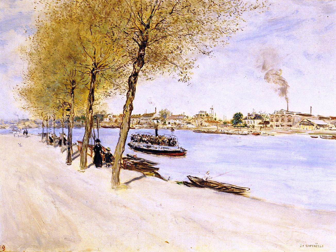 Jean-Francois Raffaelli By the Water in Springtime - Canvas Print