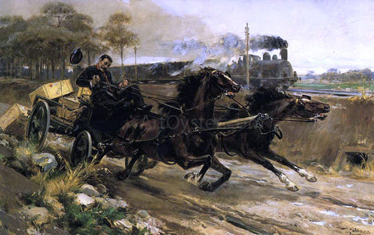 Ulpiano Checa Caballos Desbocados - Canvas Print