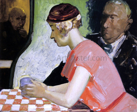 George Luks Cafe Scene - a Study of a Young Woman - Canvas Print