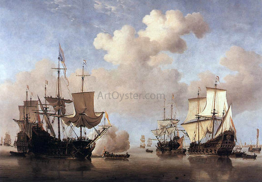 The Younger Willem Van de  Velde Calm: Dutch Ships Coming to Anchor - Canvas Print