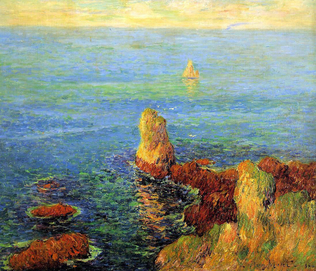 Henri Moret Calm Sea at L'Ile de Groux - Canvas Print