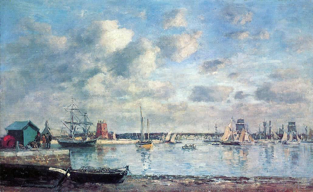 Eugene-Louis Boudin Camaret, Boats in the Harbor - Canvas Print
