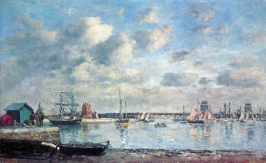 Eugene-Louis Boudin Camaret, Boats in the Harbor - Canvas Print