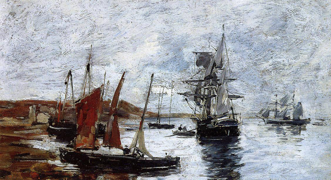 Eugene-Louis Boudin Camaret, Boats on the Shore - Canvas Print